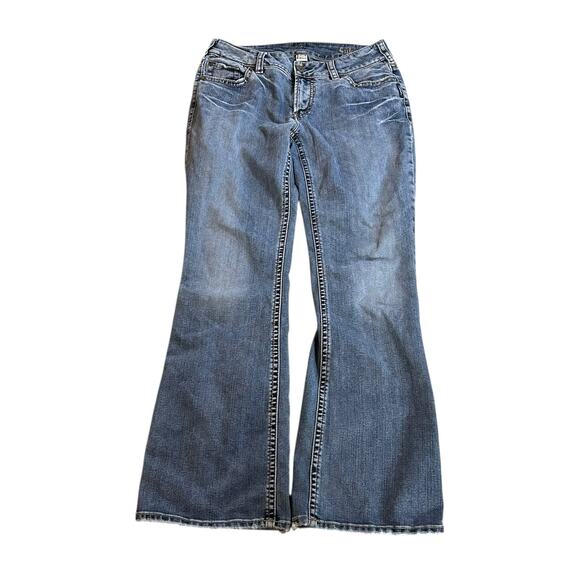 Silver Jeans Size 28x29 Suki Bootcut Flare Medium Wash Thick Stitch Mid-Rise - Picture 1 of 6